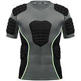 Zicac Men's Padded Compression Shirt 8-Pads Football Rib Protectors Padded Shirt Chest Protective Gear Sports Rash Guards for Football Rugby Baseball