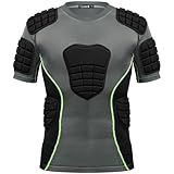 Zicac Men's Padded Compression Shirt 8-Pads Football Rib Protectors Padded Shirt Chest Protective Gear Sports Rash Guards for Football Rugby Baseball