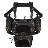 BOMTURN Chest Rig Tactical Airsoft Chest Rig 1000D Molle Micro Chest Rigs Adjustable Detachable Modular Vest with Mag Pouch
