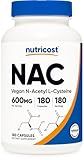 Nutricost N-Acetyl L-Cysteine (NAC) 600mg, 180 Capsules - Non-GMO, Gluten Free