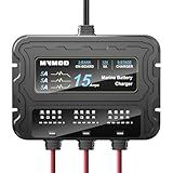 MVMOD 3 Bank Marine Battery Charger, 15A (5A/Bank) 12V IP68 Waterproof Lithium Onboard Battery Charger for SLA/AGM, Lithium(LiFePO4), Calcium Batteries