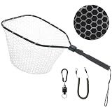 GOODCAT Fly Fishing Net, Bass Trout Landing Net, Folding Fishing Nets Fresh Water, Safe Fish Catching or Releasing, Fly Fishing net Magnetic Release (A:Square-Extend Length:24.6")