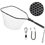 GOODCAT Fly Fishing Net, Bass Trout Landing Net, Folding Fishing Nets Fresh Water, Safe Fish Catching or Releasing, Fly Fishing net Magnetic Release (A:Square-Extend Length:24.6")