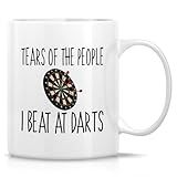 Retreez Funny Darts Player Mug - Tears Of The People I Beat At Darts Mug - 11 Oz Ceramic Coffee Cup - Humorous Sarcastic Gift for Dart Enthusiast, Pub Game Player - Birthday, Holiday Gift For Him, Her