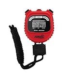 Marathon Adanac 3000 Digital Stopwatch Timer, Red - High Precision Accuracy to 1/100th Seconds - Water, Dust & Shock Resistant - 46” Lanyard Included
