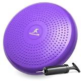 ProsourceFit Core Balance Disc Trainer, 14" Diameter with Pump for Fitness, Balance Training, or Seating; Wobble Board for Core Stability; Flexible Floor Cushions for Kids, Purple