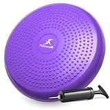 ProsourceFit Core Balance Disc Trainer, 14" Diameter with Pump for Fitness, Balance Training, or Seating; Wobble Board for Core Stability; Flexible Floor Cushions for Kids, Purple