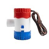Sanuke 1100GPH Bilge Pump 12V, 1-1/8" Outlet, Submersible Marine Manual Boat Water Pump, Non-Automatic, Ultra Quiet Electric Bilge Pump for Boats, Ponds, Pools, Yachts, RVs