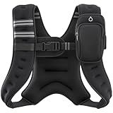 ZELUS Weighted Vest, 6lb/8lb/12lb/16lb/20lb/25lb/30lb Weight Vest with Reflective Stripe for Workout, Strength Training, Running, Fitness, Muscle Building, Weight Loss, Weightlifting, Black(12 lb)