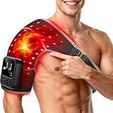 Red Light Therapy for Shoulder with Heat & Massage 5000mAH Cordless Near-Infrared Light Therapy Wrap, 216 Beads 660nm & 850nm Shoulder Brace for Men Women Portable Pad Last 90-380mins