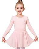 Stelle Ballet Leotards for Girls Long Sleeve Toddler Dance Leotard Outfits with Skirt Classic(Little/Big Kid) (Ballet Pink,4-5 Years)