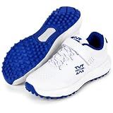KNK Vector Swing Pro Cricket Shoes for Men & Boys, Lightweight Cricket Footwear with TPU Fused Upper, EVA Cushioning, Secure Strap & Lace-Up Closure, Cricket Training & Match Play Shoes (Rubber Spike - White Blue, US Footwear Size System, Adult, Men, Numeric, Medium, 10)