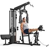 Sportsroyals Home Gym, Multifunctional Workout Station with Leg Press, 150LBS Weight Stack Full Body Workout Equipment for Home Exercise Fitness Strength Training (Black)