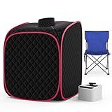 FniOk Portable Steam Sauna Box at Home, 9 Levels Heating, Sauna Tent for Home with Steamer and Folding Chair, Sauna Box for Relaxation, Detoxification, Spa, Sauna Box