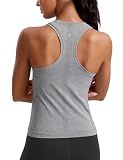 CRZ YOGA Seamless Racerback Tank Waist Length Slate Grey Marl Medium