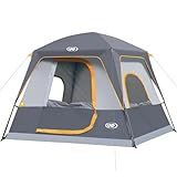 UNP 4-Person Tent, Portable Cabin Tent, Camping Tent 4-Person Easy Set Up, Waterproof with Top Rainfly for Outdoor Camping/Hiking (Gray)