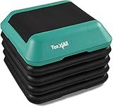 Yes4All 16"x16" Adjustable High Step Aerobic Platform with 4 Risers, Height-Adjustable 4"-6''-8''-10''-12" Step Aerobics Platform for Home Gym Exercise Fitness Workout, Green