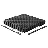 CAP Barbell 1/2-Inch Interlocking EVA Foam Exercise Puzzle Mat Home Gym Flooring - 1 Pack | 24" x 24" x 1/2" | Tatami Pattern - Black