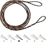 Deerseeker Flemish D97 Bow String Handmade Twist Bowstring 16 Strands 54-70in Fast Flight for Traditional Longbow Recurve Bow Replacement Archery Accessories (Brown+Black, AMO 62"(Actual Length 58"))