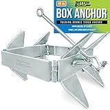 Better Boat 19lb Box Anchor for Boats up to 30ft, Folding Boat Anchor Hot Dip Galvanized, Double Sided Slide Anchor for Pontoon Cabin Cruiser and Fishing Boats