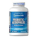 Puritan's Pride Daily Probiotic Acidophilus, 100 Million Live Cultures, Dietary Supplement for Digestive, Gut, and Immune Health, Soy, Sodium, and Gluten Free, 8 Month Supply, 250 Tablets