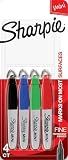 Sharpie Mini Permanent Markers, Fine Point, Assorted Colors, 4 Count