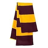 UGP Campus Apparel Knit Rugby Striped Team Color Scarf - OS - Maroon/Gold