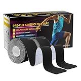 Dimora Kinesiology Tape, 40 Count Precut Strips 2 Rolls, Original Cotton, 10” Elastic Athletic Tape for Muscle Pain Relief and Joint Support, Black