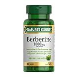 Nature’s Bounty Berberine 1000mg Capsules, Supports Heart Health, Cholesterol & Blood Sugar Levels in a Normal Range, Non-GMO Supplement, 60 Count