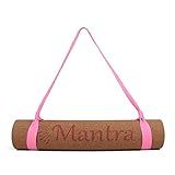 Mantra Cork Yoga Mat - Best Yoga Mat for Non Slip Grip - Thick Yoga Mat with Yoga Mat Strap - 72" x 24"x 5mm -100% Natural Cork Mat - Eco-friendly Non-Toxic Natural Rubber Padding (Pink Strap)