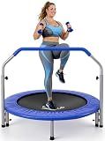 SereneLife 40" Foldable Mini Trampoline - Compact Fitness Trampoline for Kids Adults, Exercise Rebounder with Foam Handle, Indoor/Garden Workout Equipment, Max Load 150/220 lbs