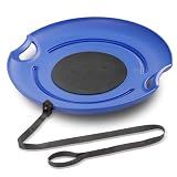 GoSports 29 Inch Heavy-Duty Winter Snow Saucer with Padded Seat and Tow Strap - Blue
