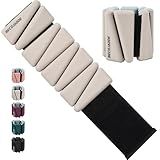 BECOJADDE Ankle Weights Set of 2 (2 lb Each) Adjustable Wrist Weights for Women Men Wearable Arm Leg Weight for Pilates, Running, Walking, Workout, Yoga, Pewter Beige