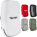 Elite Sports Pre-Curved Muay Thai Kickboxing Training Pad for Kickboxing,MMA,Taekwondo,Karate. Ideal for Punches,Knees, and Kicks in Martial Arts Training (Solid White)