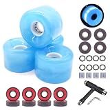 LONTOHCE Skateboard Wheels Cruiser Skateboard Wheels 65mm 78A with Skateboard Kit, Bearings and Spacers (Blue)