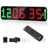 LUCORB Gym Timer - Large Digital Gym Clock Wall with Interval Time Progress Bar, Countdown/Up Stopwatch, Remote Control for Home Gym Garage Boxing Crossfit