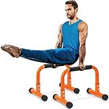 TABEKE Push Up Bar, 12" High Parallettes Bars & Dip Bar With Full-Cover Foam Handles, No Wobbling Calisthenics Equipment For Handstand, L-Sit, Gymnastics, Strength Training Home Gym