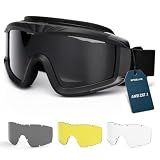 SPOSUNE Airsoft Goggles Anti Fog Army Tactical with 3 Interchangeable Lens