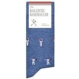 The Athletic Gent The Ballistic Baseballer Socks - Funny Baseball Socks - Funny Gifts for Men - 1 Pair, Size 8-13, Navy Blue - Awesome Baseball Gifts