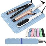 AMIJEAL Oversize Silicone Heat Resistant Mat for Hair Tools, Curling Iron Mat, Hot Tools Holder, Portable Flat Iron Hair Straightener Pad Cover for Travel Vanity Salon(14.2" x 11.0")