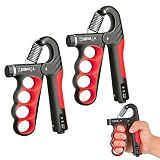 Hautrely 2PCS Hand Gripper Strengthener, 11-220LB Adjustable Resistance Grip Strength Trainer with Counter, Forearm Exerciser for Injury Recovery and Muscle Building (Red)