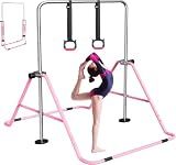 FBSPORT Gymnastics Bar for Kids Adjustable Height Gymnastic Horizontal Bar | Adjustable height, Supports up to 140 lbs, Junior Training Bar Children Folding Training Monkey Bars for Home Using