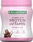Nature’s Bounty Complete Protein & Vitamin Shake Mix with Collagen & Fiber, Contains Vitamin C for Immune Health, Decadent Chocolate Flavored, 1 lb, 13 Servings