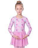 Stelle Long Sleeve Ballet Leotards for Girls Print Dance Dress,BWD,6-7Y | Toddler Ballet Leotard Attached Flowy Skirt, Round Neckline, Playful Prints Dress, Dance Practice & Performance, 2-10 Years