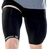 Zensah Thigh Compression Sleeve - Support for Pulled Hamstring, Quad Strain, Groin Compression Wrap for Men and Women (Medium, Midnight Black)