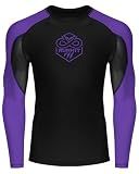 Runhit BJJ Rashguard for Men Jiu Jitsu Compression Shirts Long Sleeve MMA No GI Wrestling Grappling Martial Arts Sports Base Layer Purple L