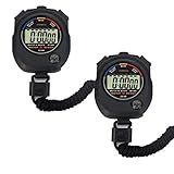 Pgzsy 2 Pack Multi-Function Electronic Digital Sport Stopwatch Timer, Large Display with Date Time and Alarm Function,Suitable for Sports Coaches Fitness Coaches and Referees,Pgzsy