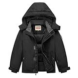 WULFUL Kid's Waterproof Ski Jacket Warm Fleece Hooded Boy's and Girl's Winter Snow Coat Outwear,Windproof RainCoat