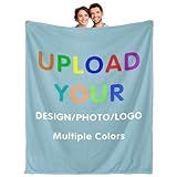 Ship Next Day, Custom Blanket with Your Design Text Logo Picture - Printed in USA, Personalized Flannel Blanket Bulk for Business Team Company Enterprise Boss Coworker Employee Appreciation Bulk Gifts