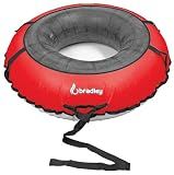 Bradley Colossal 60" Snow Tube with Slick, Heavy-Duty Bottom for Fast Sledding – Large Rubber Truck Tire Tube with Cover, 4 Handles, Patented Tow Strap and Made in USA Red